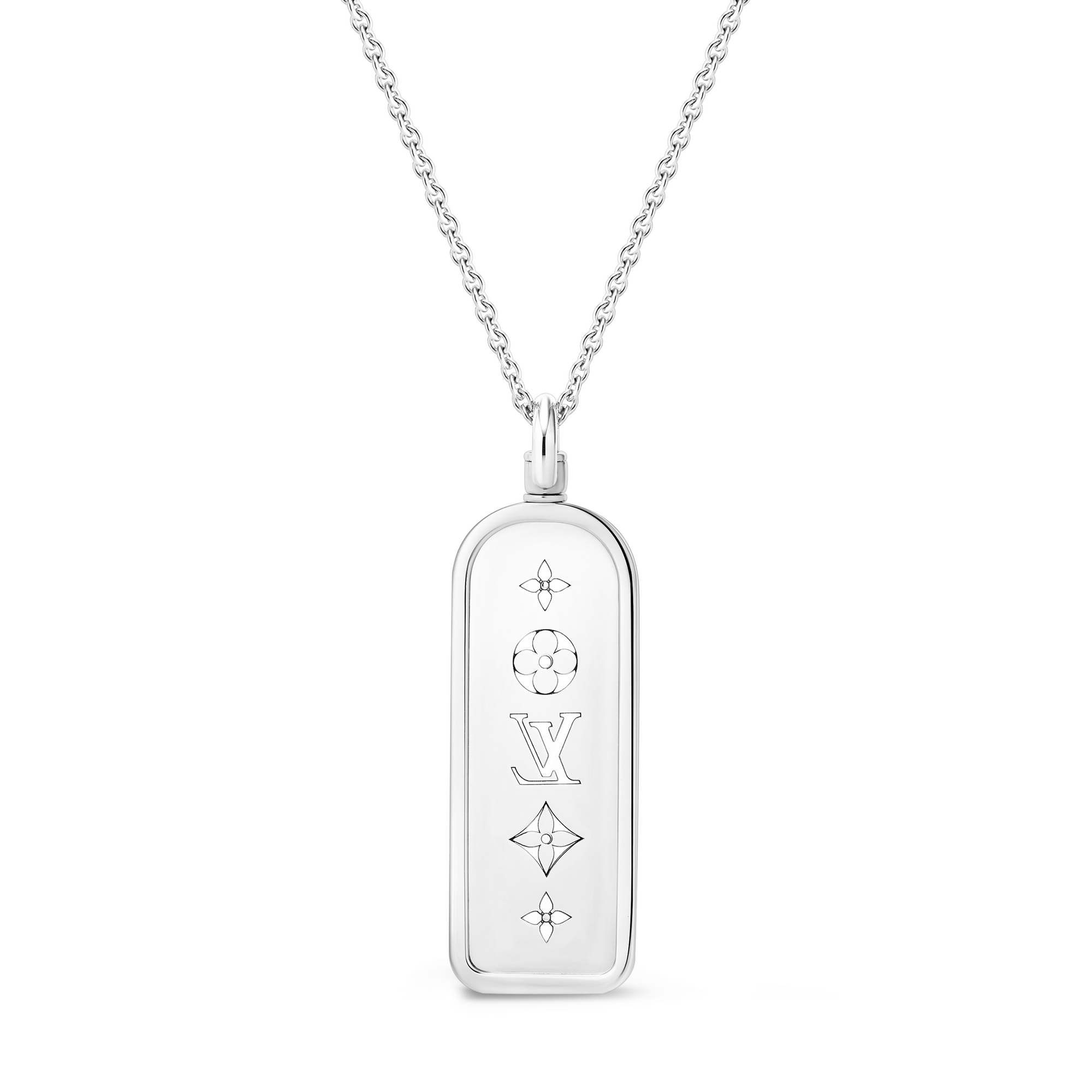 Les Gastons Vuitton Large Tag Pendant, White Gold and Diamonds